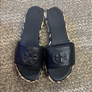 Tory Burch raffia slides